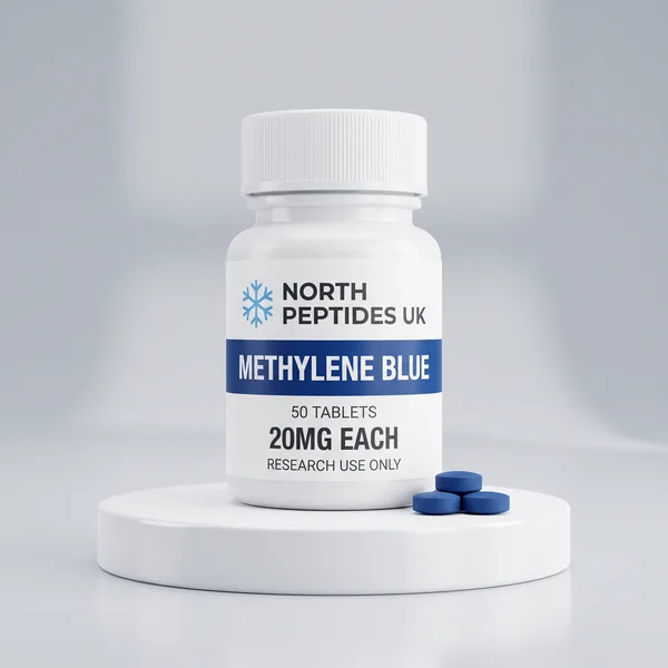 Methylene Blue 20mg research tablets bottle, UK stocked